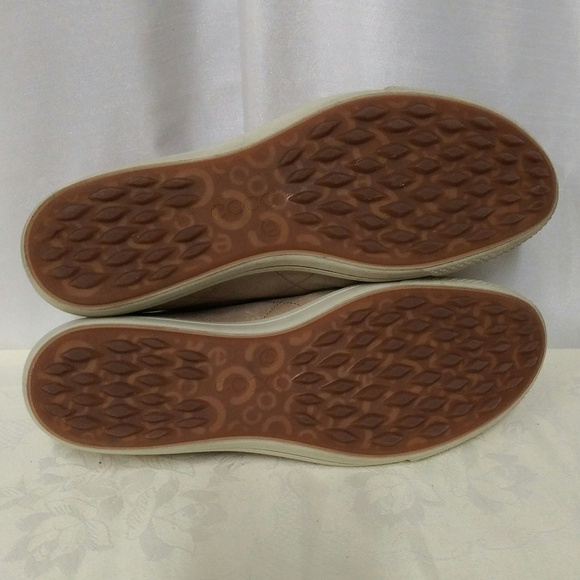 𝅺ECCO Tan Diamond Stitched Leather Upper Round Toe Lace Up Low Top Sneaker Shoe - Picture 7 of 8